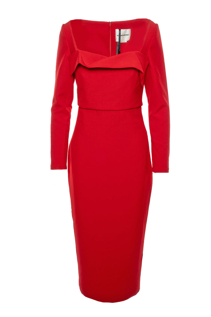 Roland Mouret Size 6 Long Sleeve Crepe Midi Dress