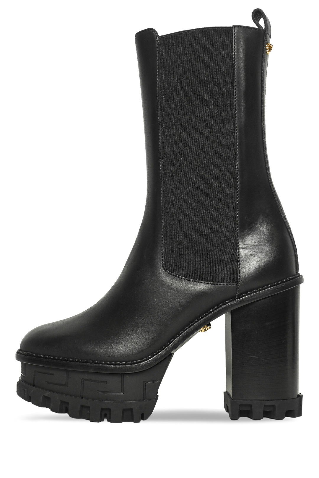 Versace Size 41 Greca Labyrinth Leather Platform Ankle Boots