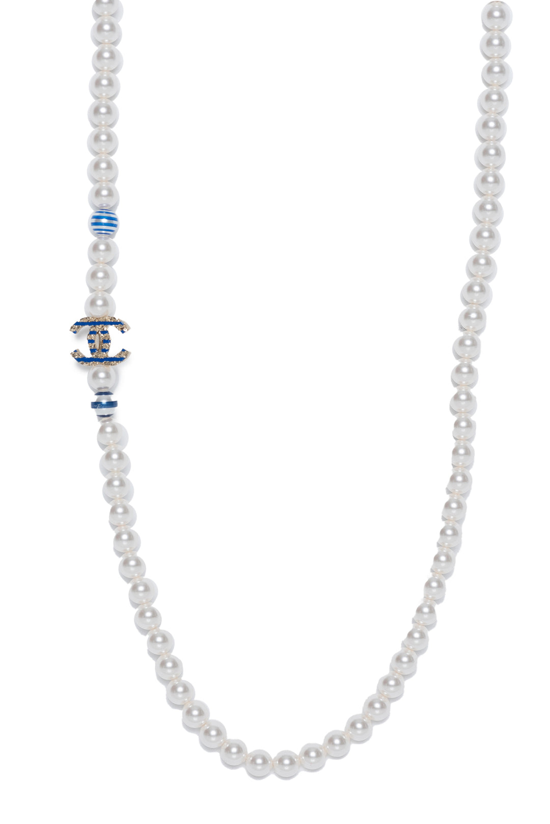 Chanel CC Long Faux Pearl Necklace