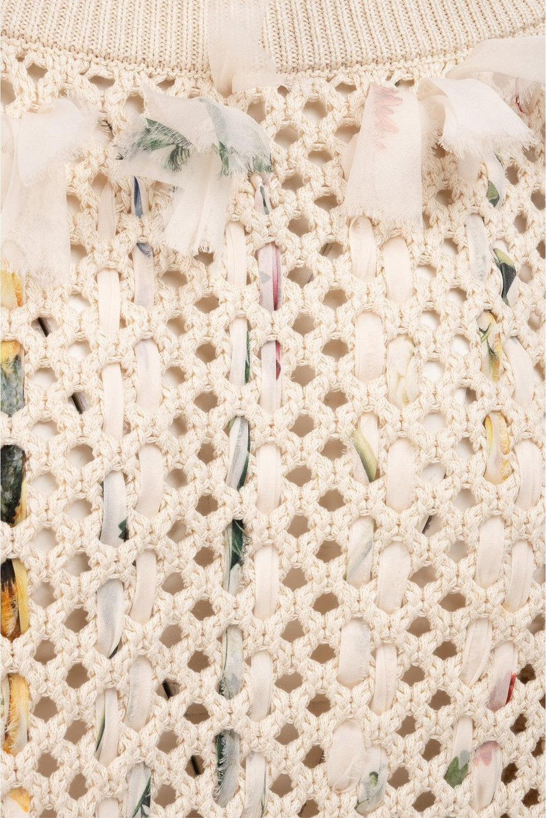 Oscar De La Renta Size L Floral Silk Woven Knit Sweater