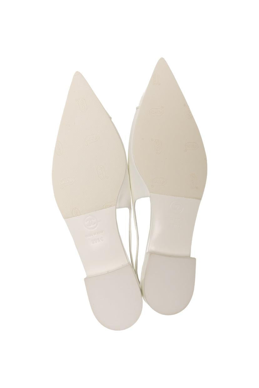 Chanel Size 39.5 2023 Interlocking CC Logo Patent Leather Slingback Flats