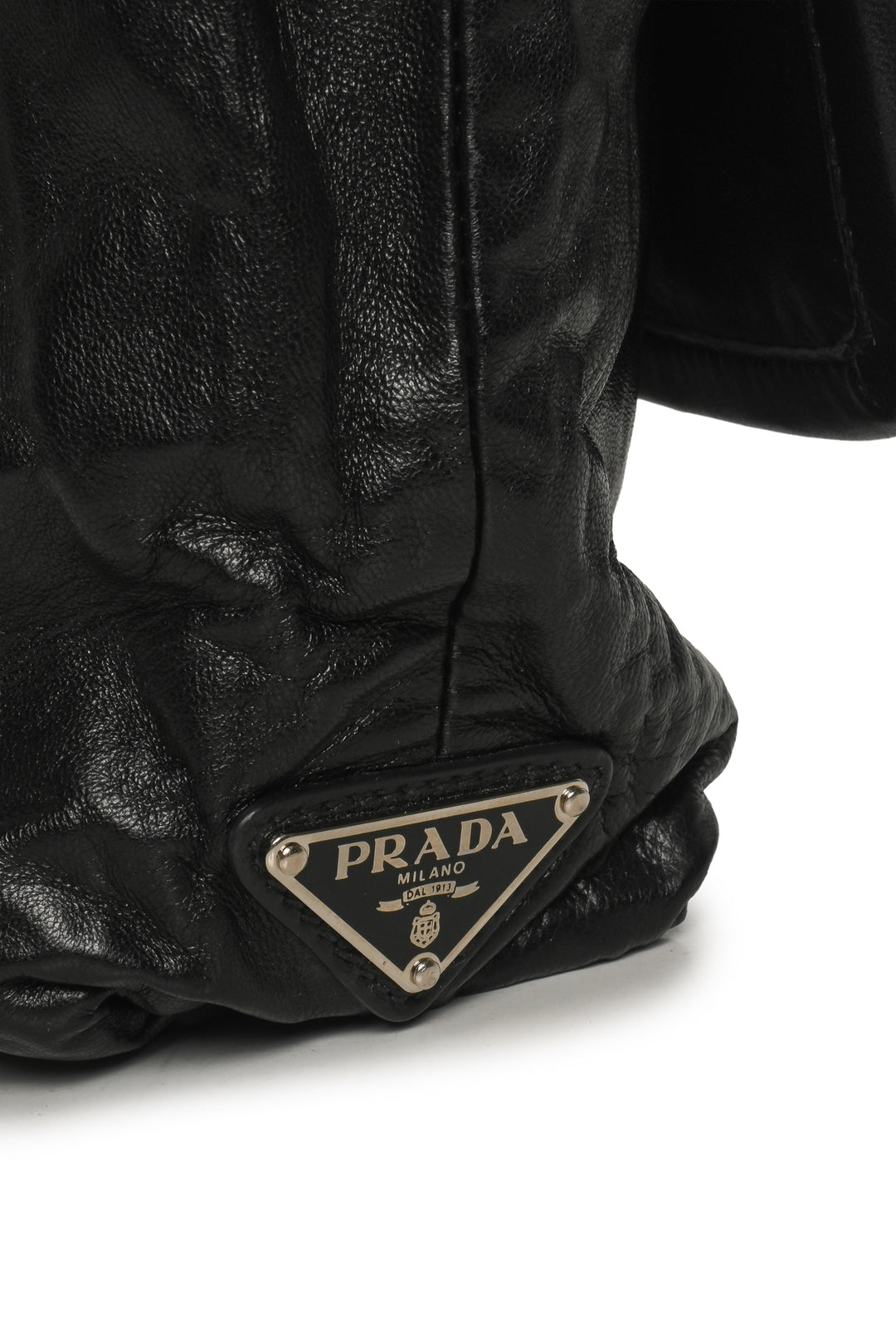 Prada Triangle Logo Large Leather Clutch