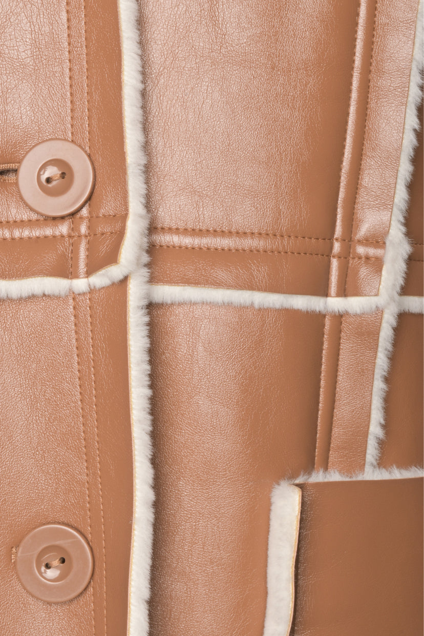 Stand Studio Size 32 Faux Leather & Shearling Coat