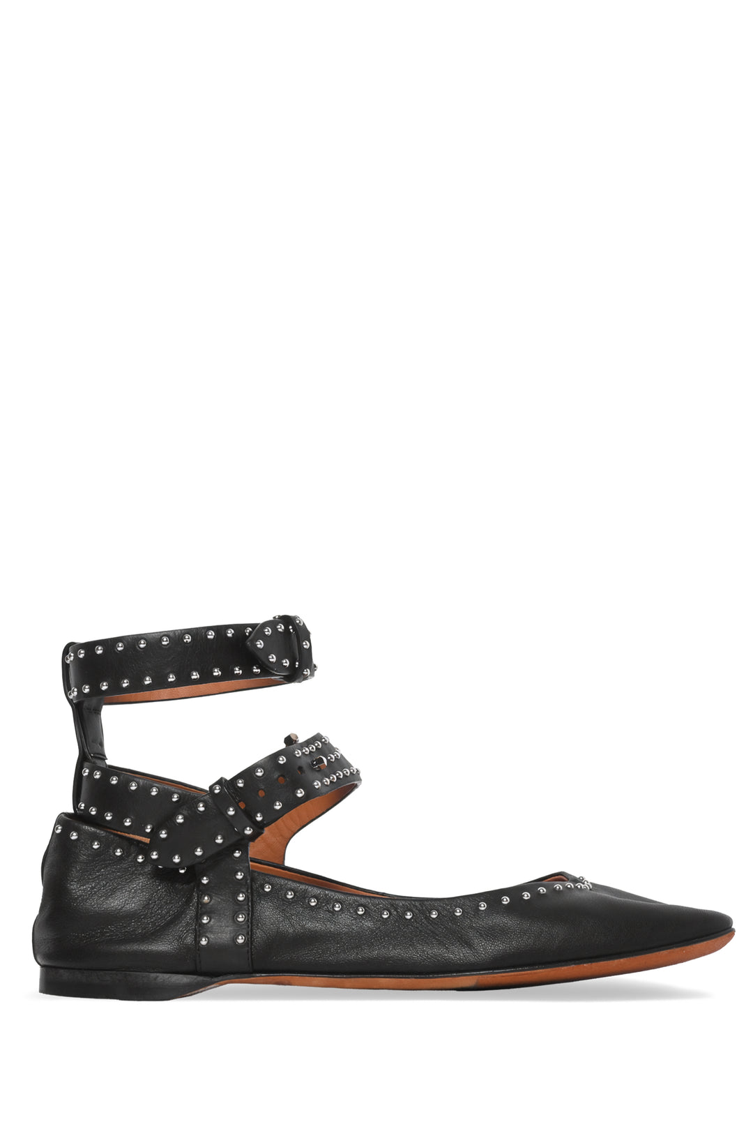 Givenchy Size 36 Elegant Studded Calfskin Ankle Strap Ballet Flats