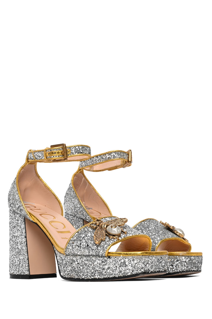 Gucci Size 37 Soko Glitter Platform Sandals