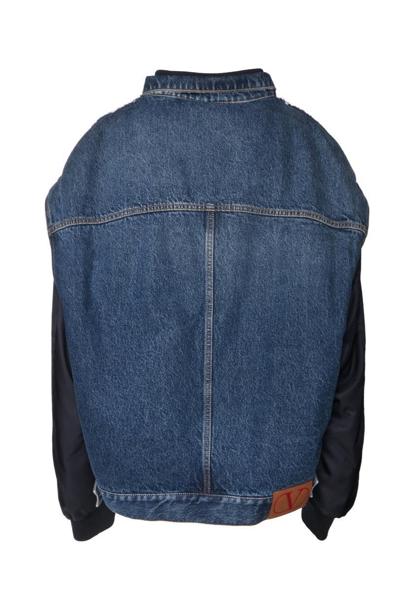 Valentino Size 48 Men's Nylon & Denim Bomber Jacket