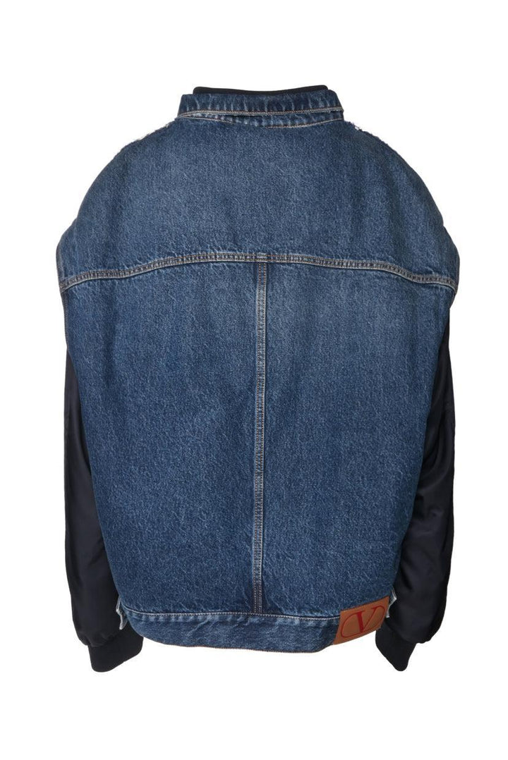 Valentino Size 48 Men's Nylon & Denim Bomber Jacket