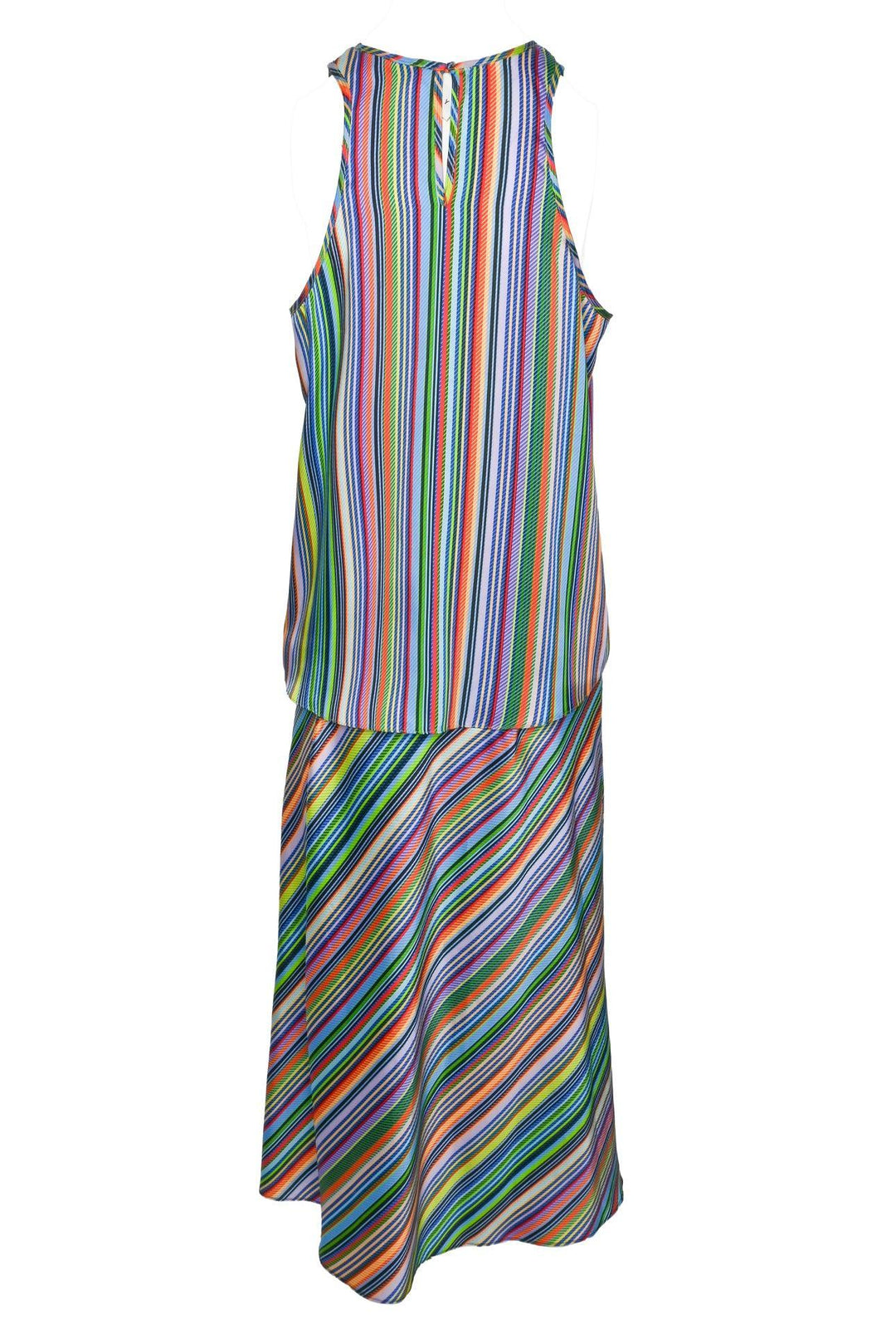 Milly Size L Striped Satin Sleeveless Top & Bias Skirt