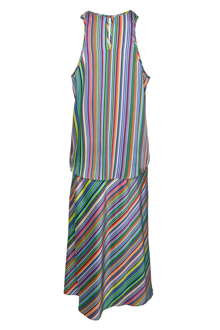 Milly Size L Striped Satin Sleeveless Top & Bias Skirt