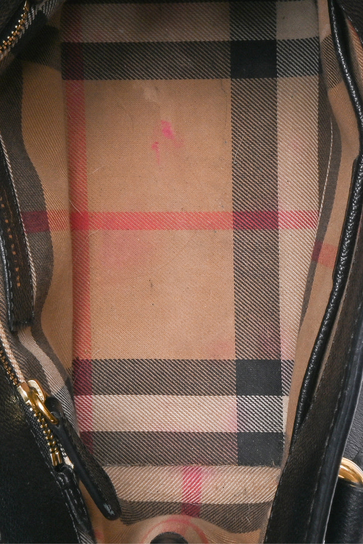 Burberry Grainy Leather Small Buckle Tote Bag