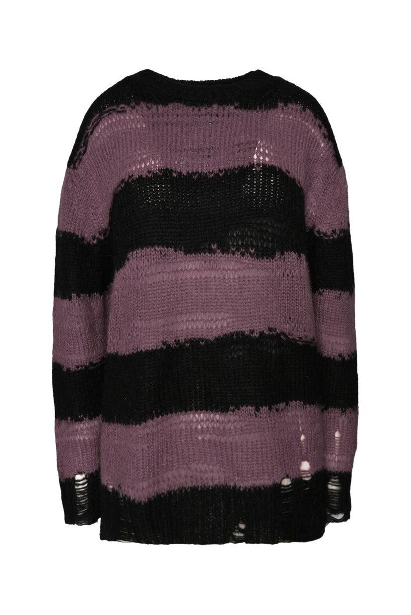 Acne Studios Size S Black & Purple Distressed Sweater