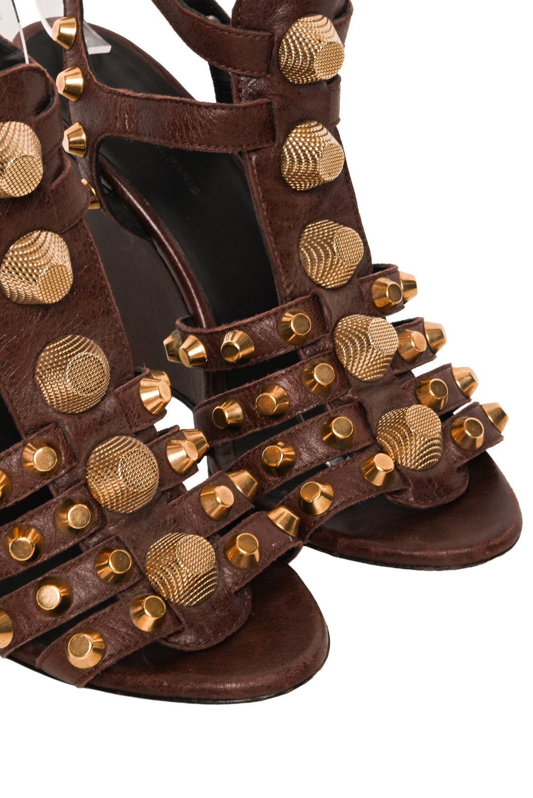 Balenciaga Size 38 Leather Arena Cage Wedge Sandals