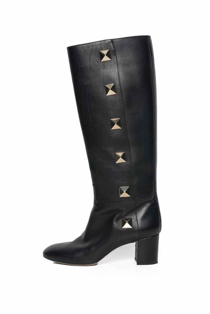 Valentino Size 37 Tall Rockstud Accent Boots