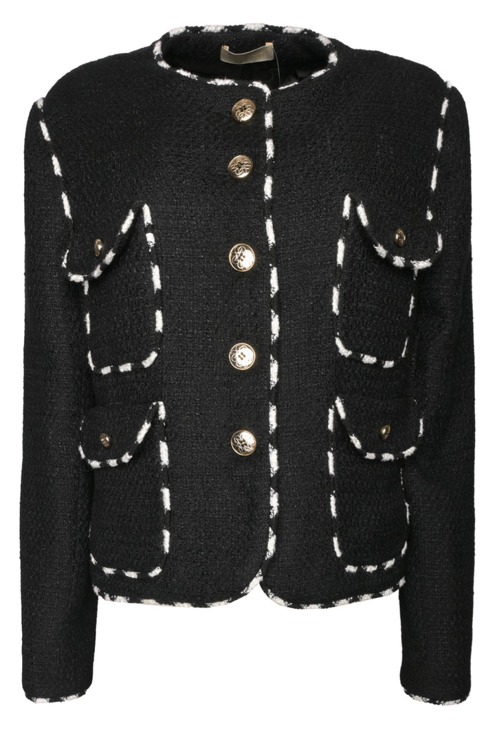 Elie Saab Size 46 Top Stitched Tweed Short Jacket