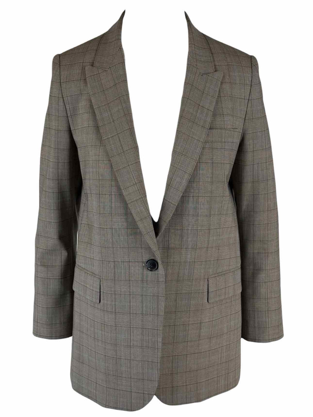 Nili Lotan Size 2 Single Breasted Plaid Wool Blazer