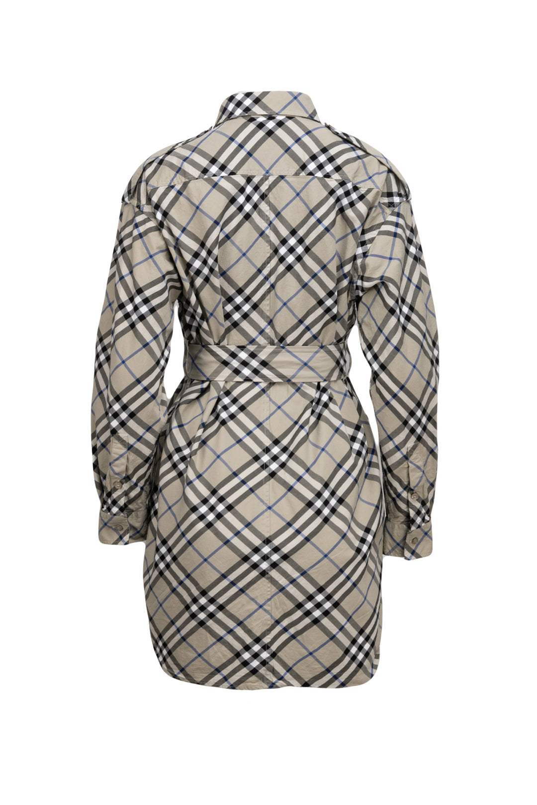 Burberry Size 8 Check Print Belted Cotton Shirt Dress