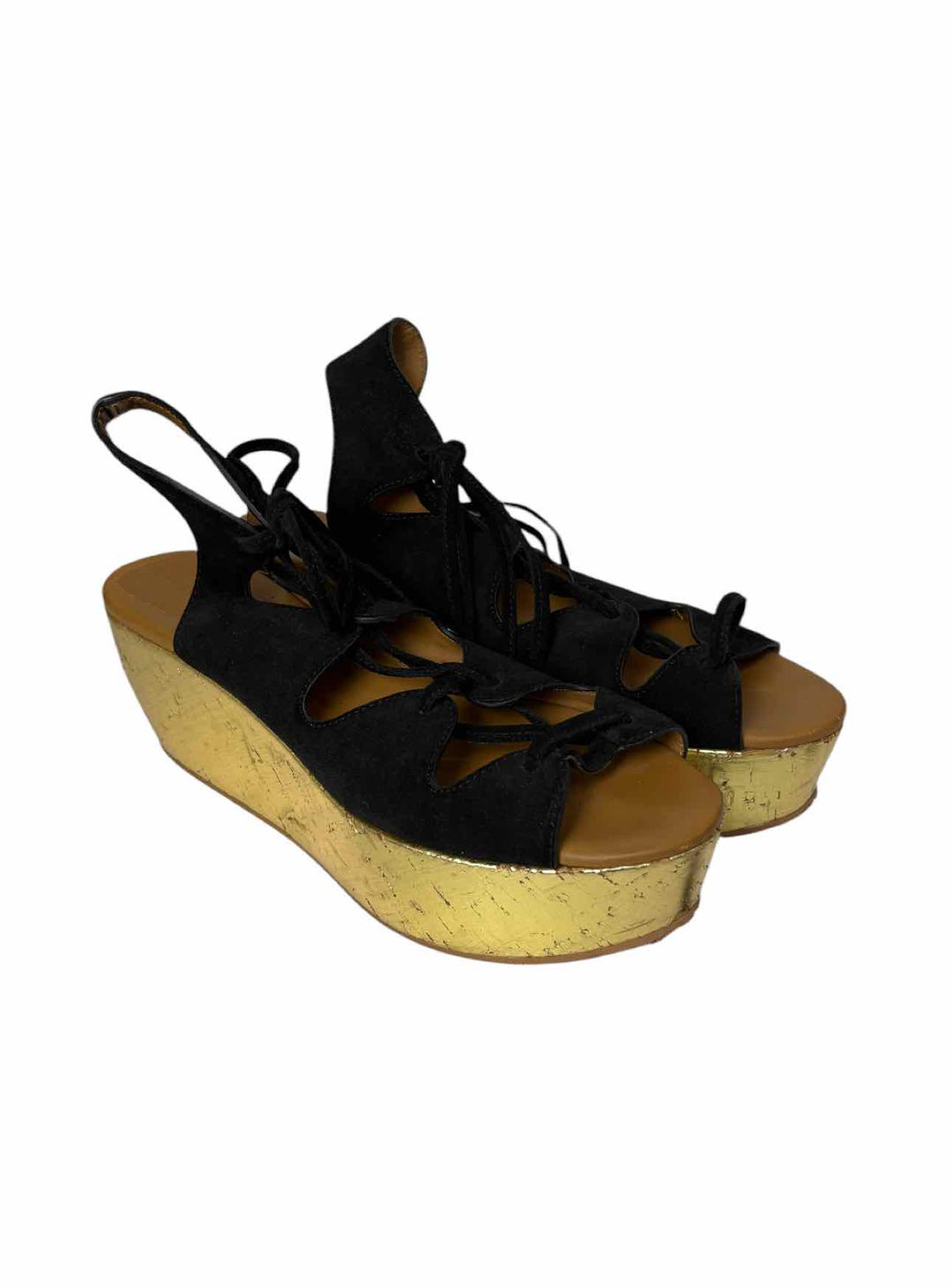 See by Chloe Size 39 Liana Platform Cork Wedge Lace Up Sandals
