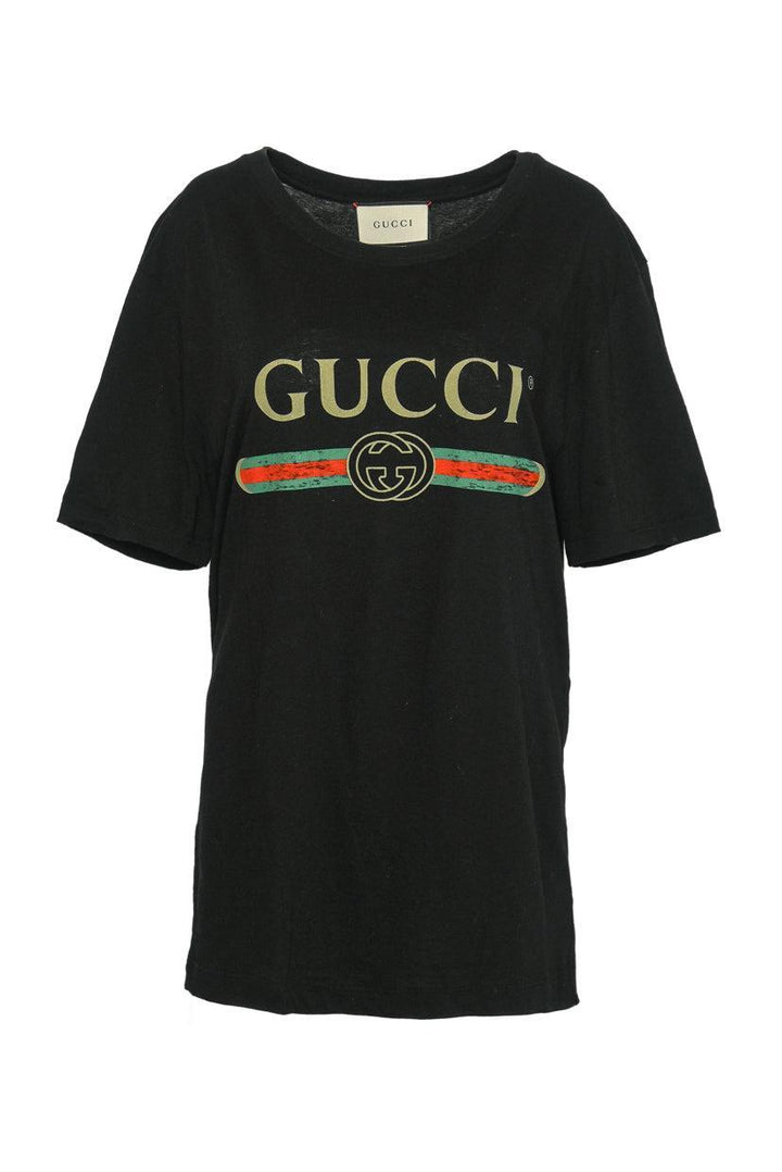 Gucci Size M Men's Distressed Logo Graphic Tee