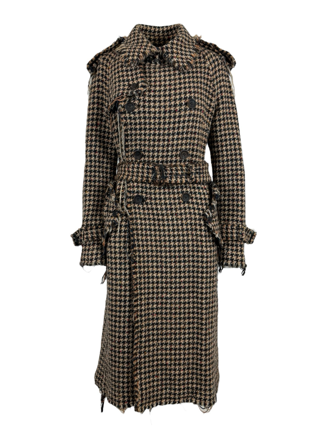 Junya Watanabe Size M Houndstooth Frayed Trench Coat