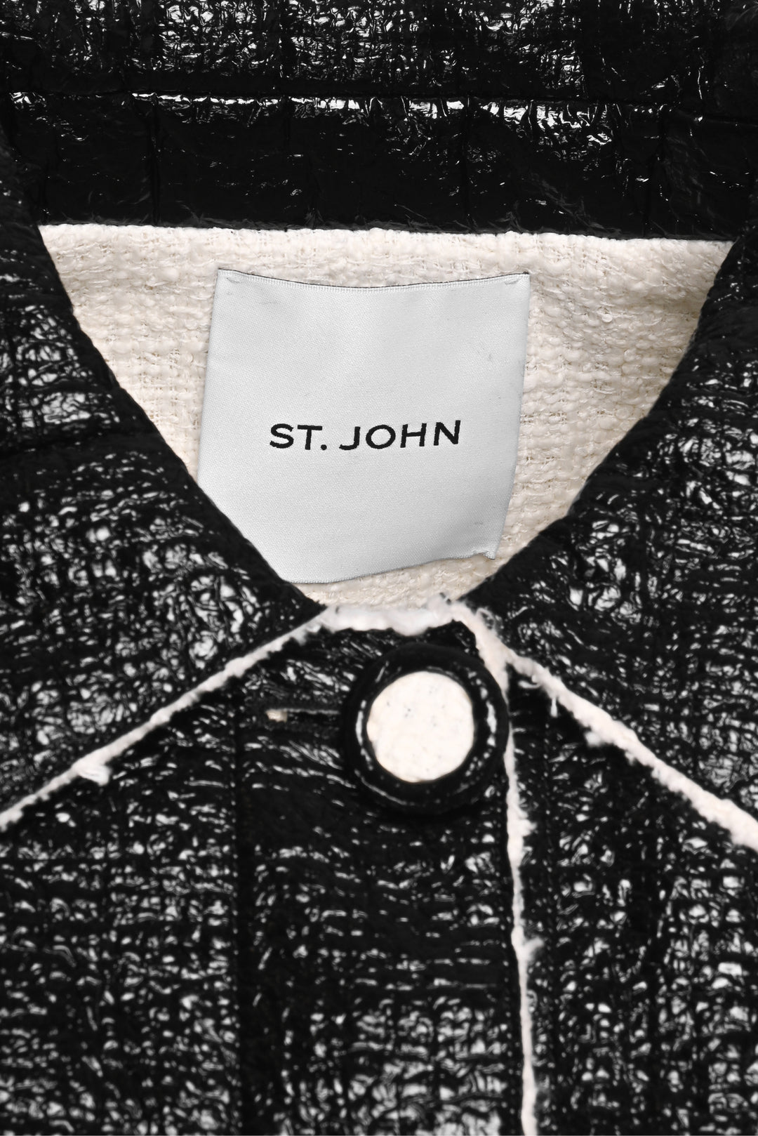 St. John Size S/M Coated Cotton Button-Up Jacket