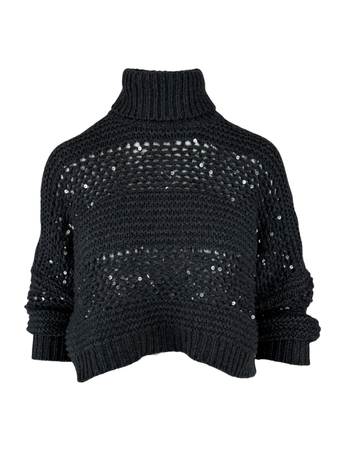 Brunello Cucinelli Size XXS Sequin-Embellished Cashmere Cropped Sweater