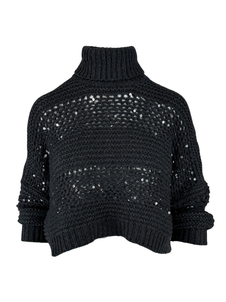 Brunello Cucinelli Size XXS Sequin-Embellished Cashmere Cropped Sweater
