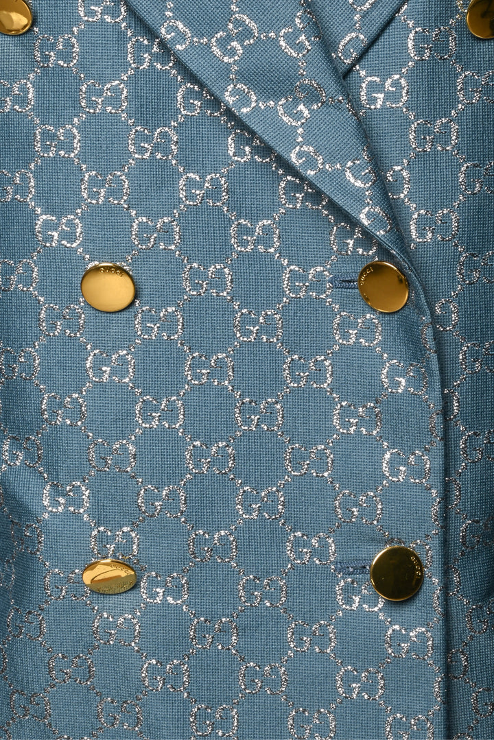 Gucci Size 8 Metallic GG Wool Blend Blazer