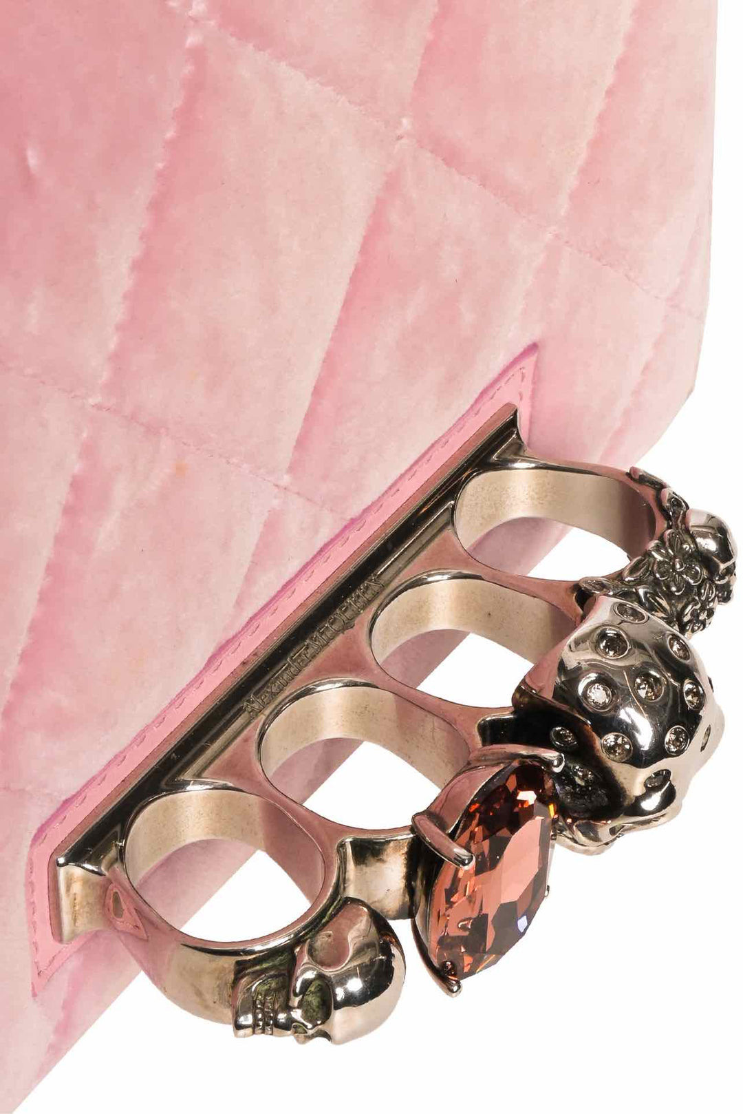 Alexander Mcqueen Quilted Velvet Knuckle Shoulder Bag