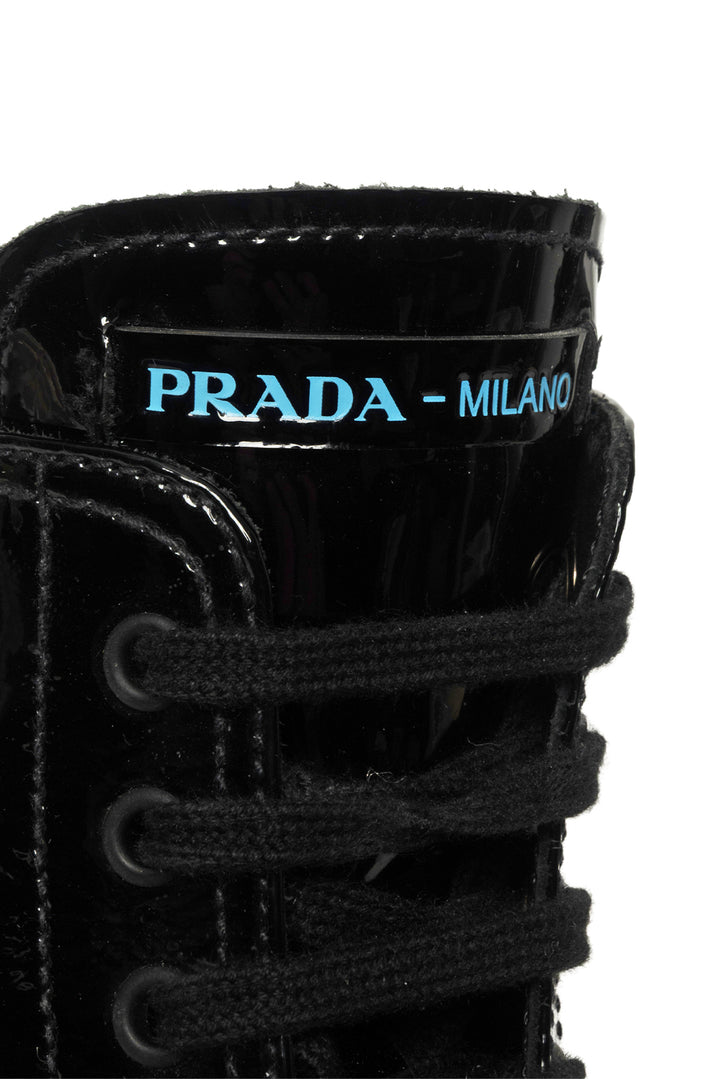 Prada Size 39 Calzature Donna Patent Leather Combat Boots