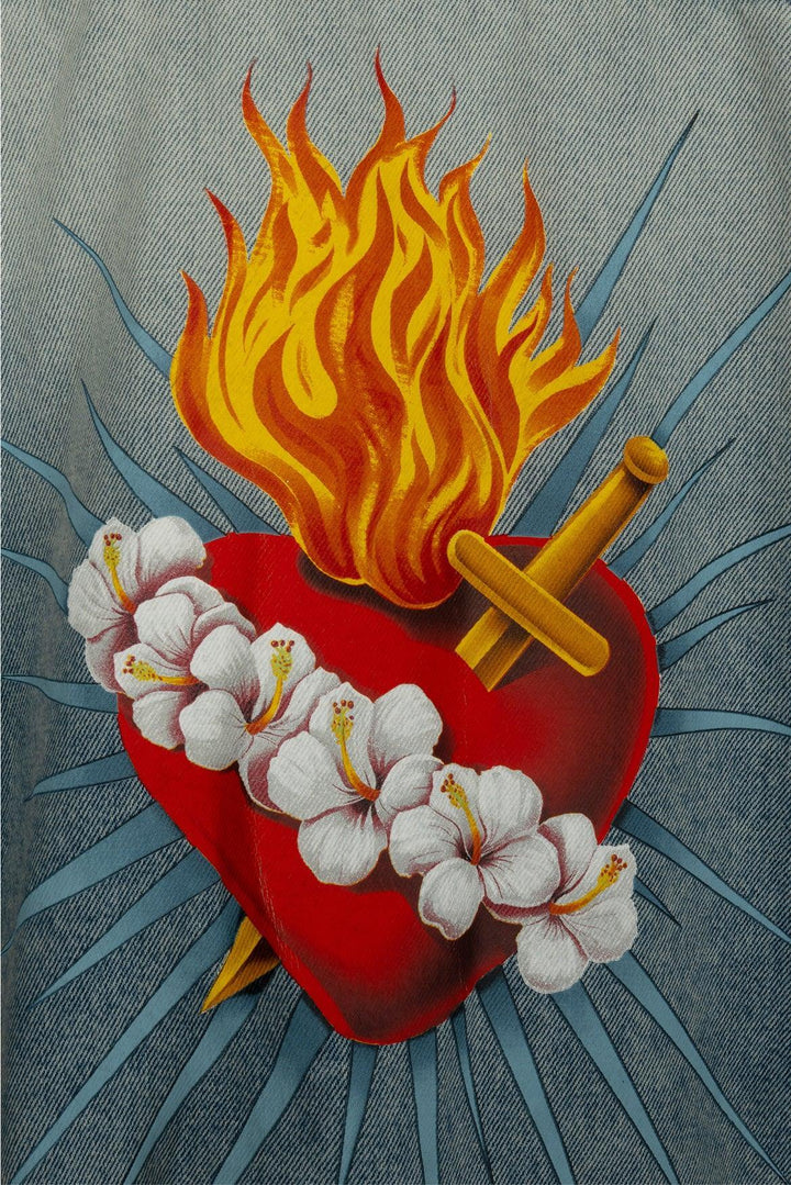 Palm Angels Size M Men's Graphic Denim Jacket