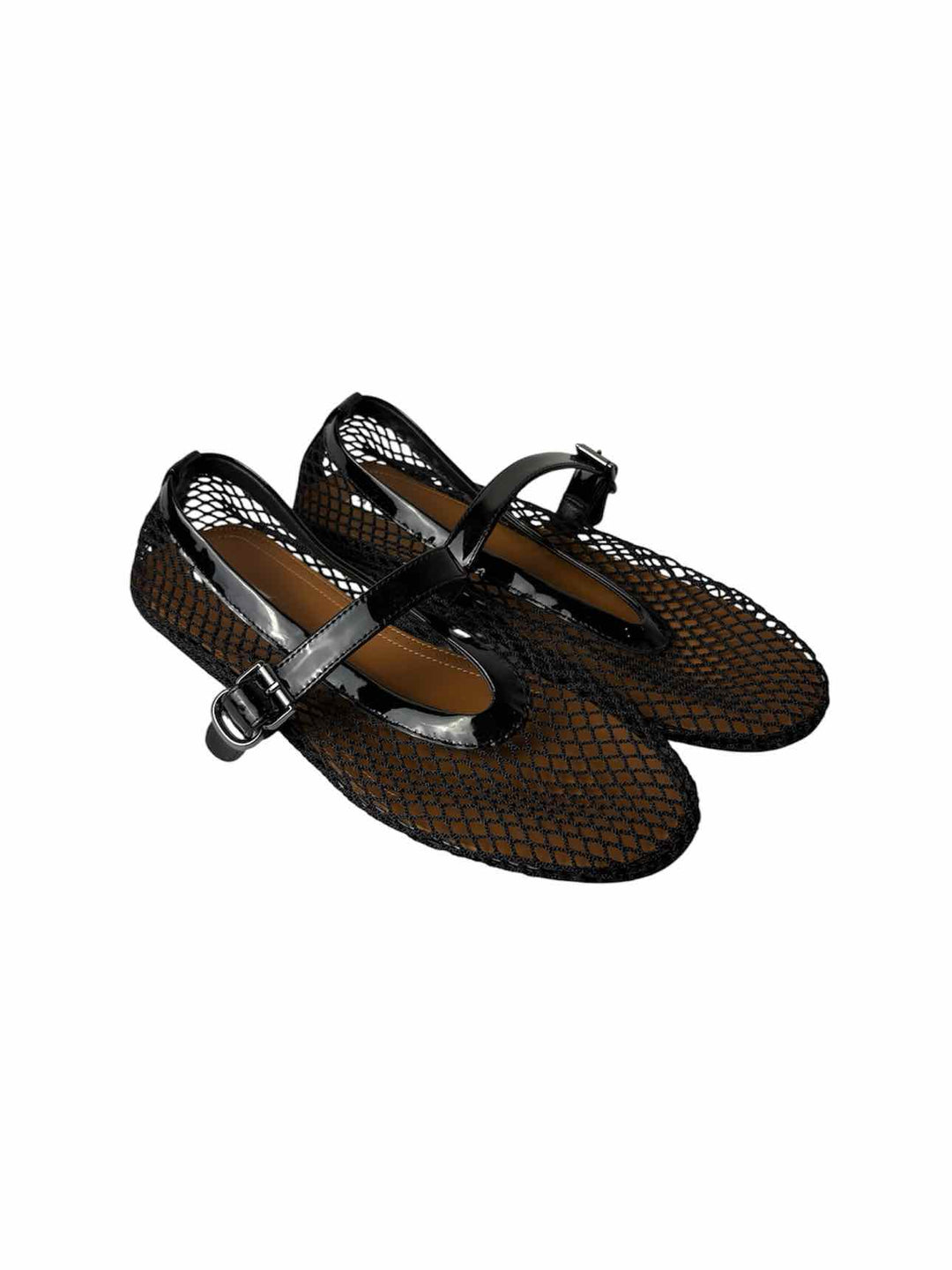 Alaia Size 40 Black Fishnet Ballerina Flats