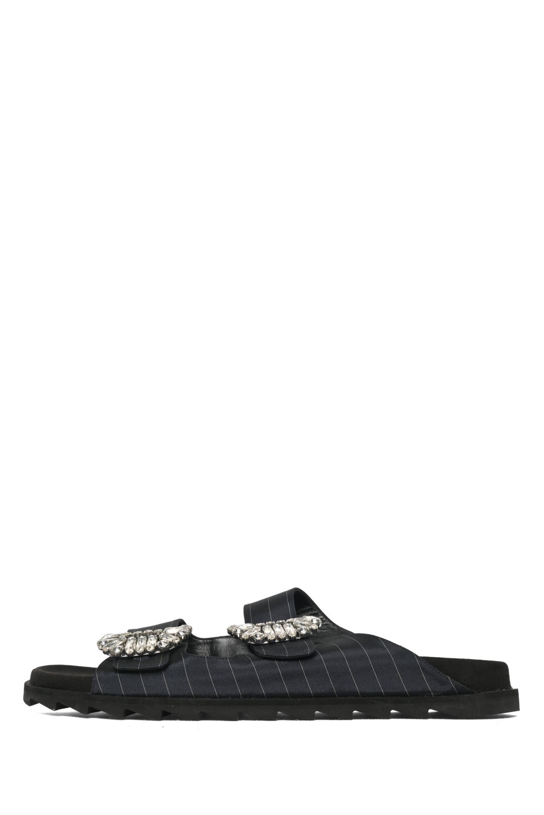 Roger Vivier Size 40 Slidy Viv Pinstriped Sandals