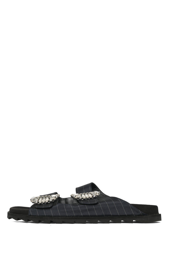 Roger Vivier Size 40 Slidy Viv Pinstriped Sandals