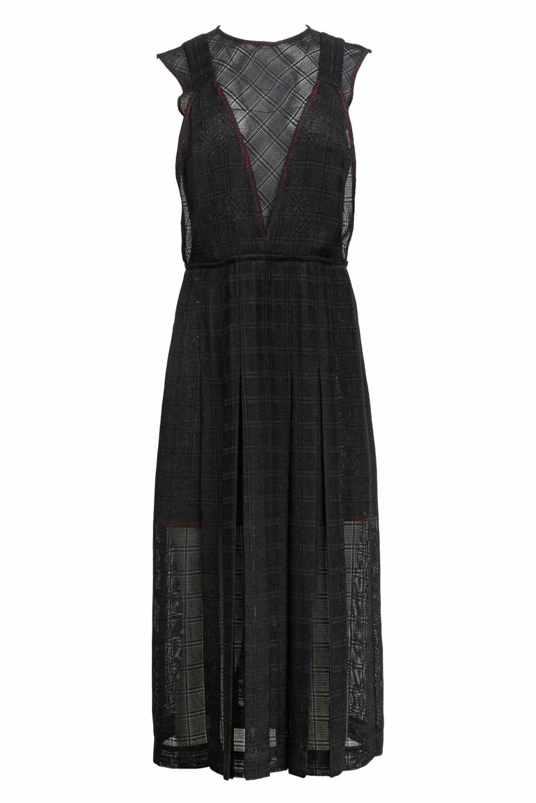 Victoria Beckham Size 4 Sheer Lace Panels Midi Dress