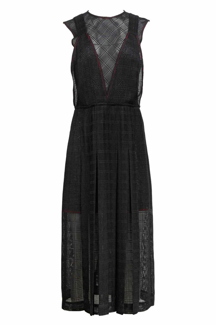 Victoria Beckham Size 4 Sheer Lace Panels Midi Dress
