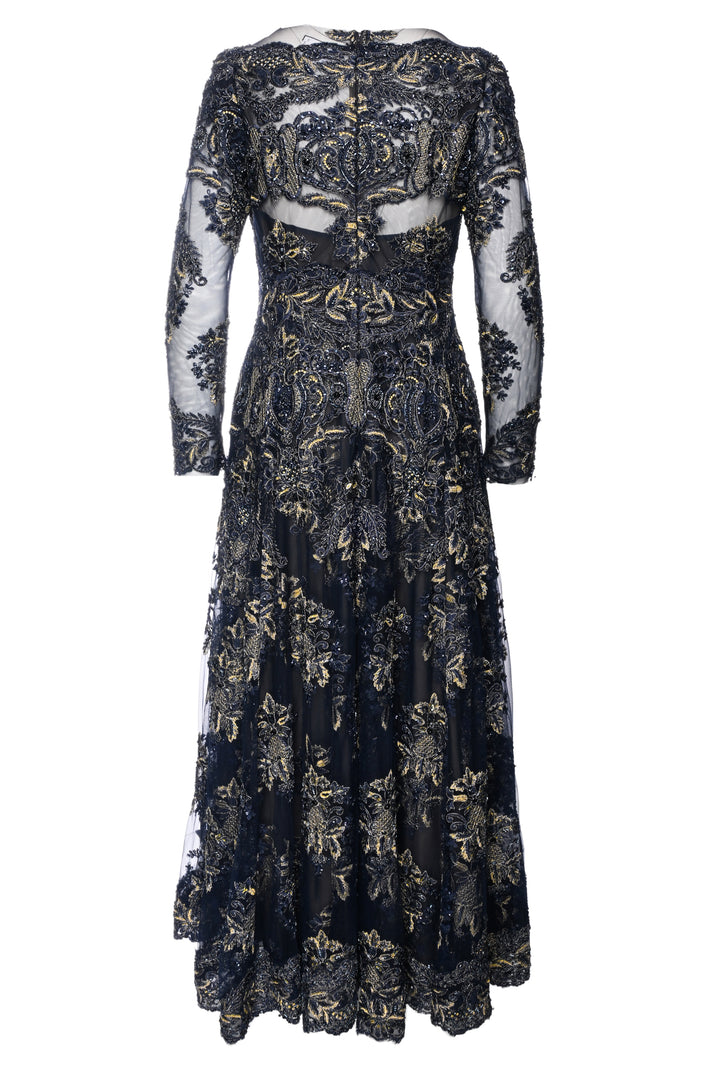 Marchesa Size 10 Embellished Long Sleeve Gown