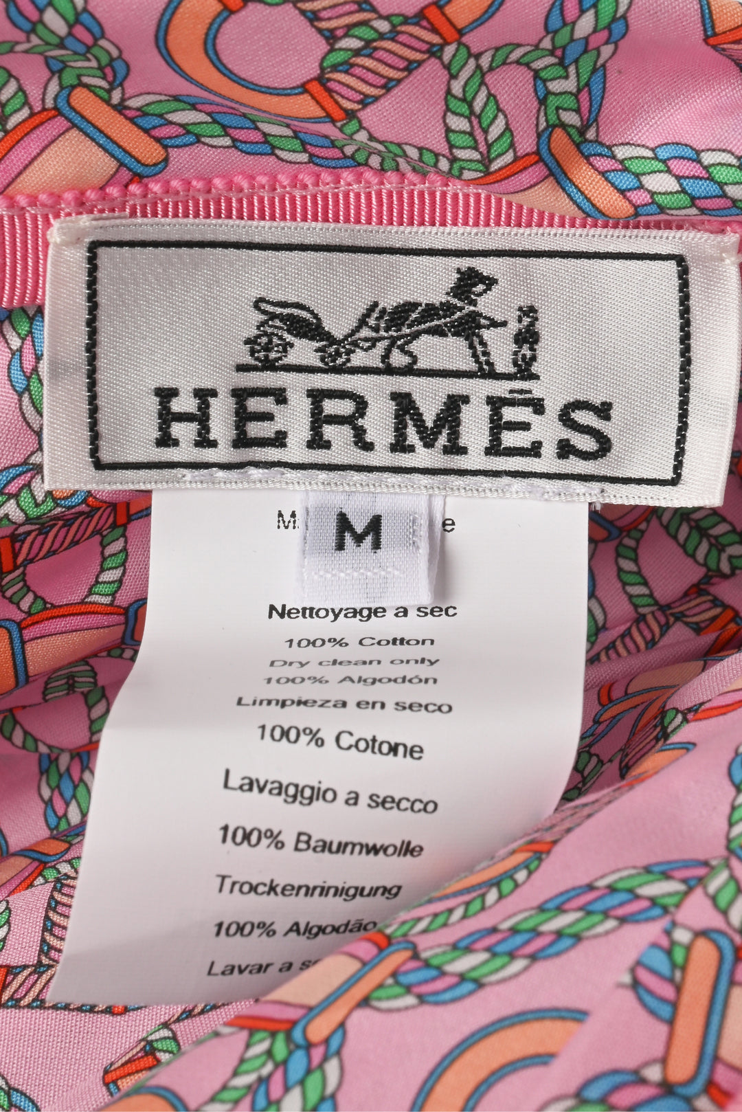 Hermes Size M Canoe H Print Cotton Head Wrap