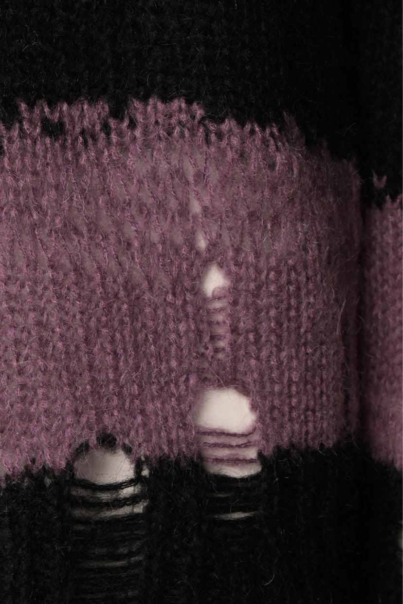 Acne Studios Size S Black & Purple Distressed Sweater