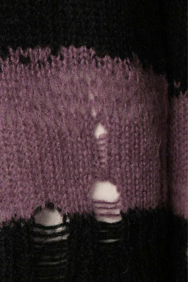 Acne Studios Size S Black & Purple Distressed Sweater