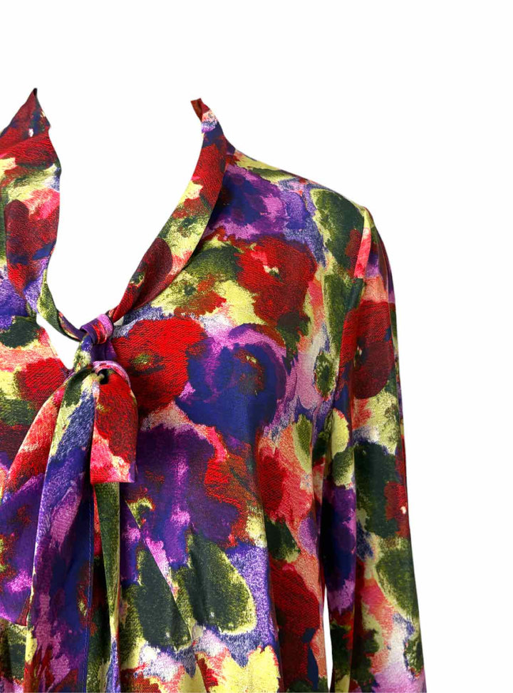 Carolina Herrera Size M Floral Print Silk Oversized Dress