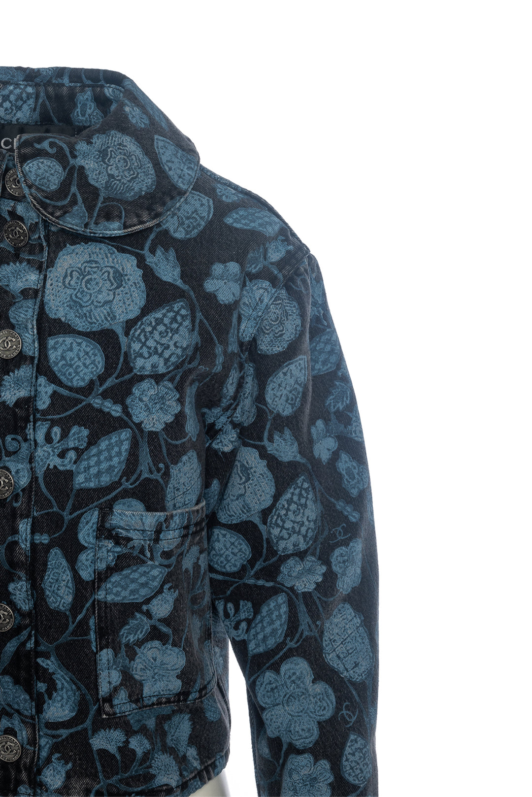 Chanel Size 34 2021 Le Chateau Des Dames Floral Print Denim Jacket