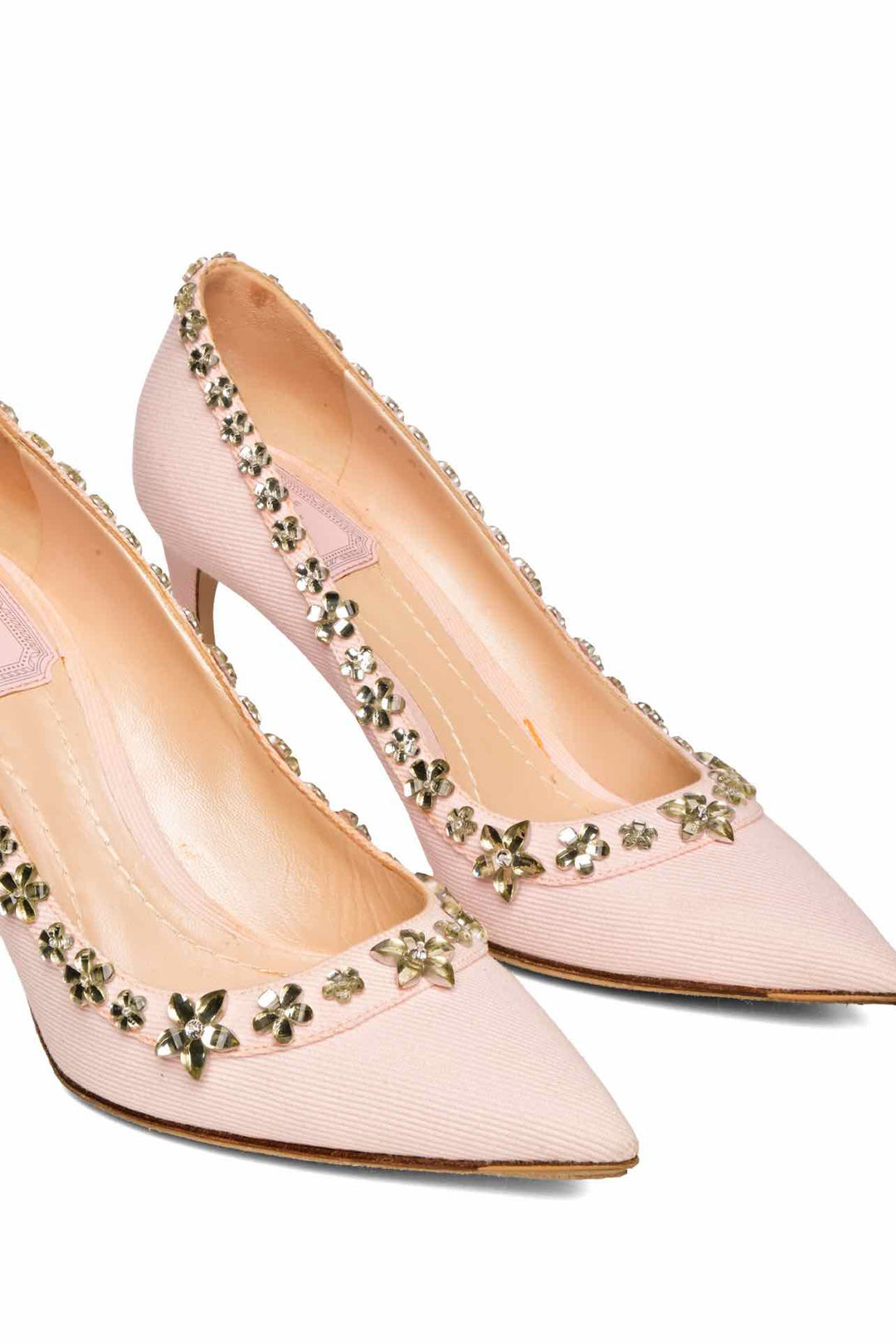 Dior Size 37 Crystal Denim Garland Pumps