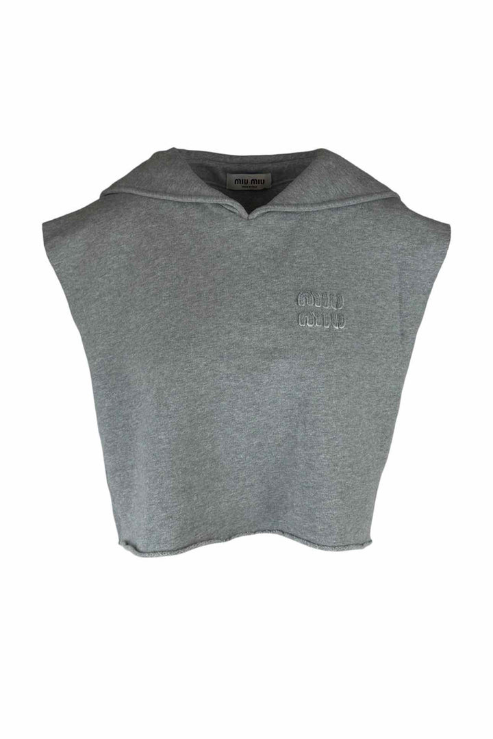 Miu Miu Size S 2022 Sleeveless Cropped Sweatshirt