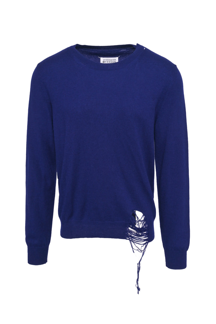 Maison Margiela Size L Men's Distressed Wool Crewneck Sweater