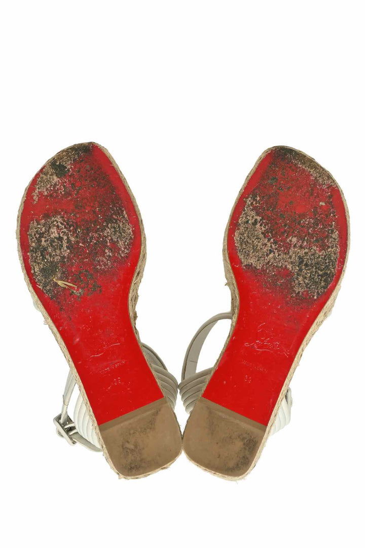 Christian Louboutin Size 39 Manola Leather Espadrille Wedges Sandals