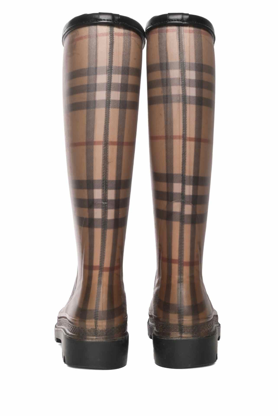 Burberry Size 37 Check Print Rubber Rain Boots