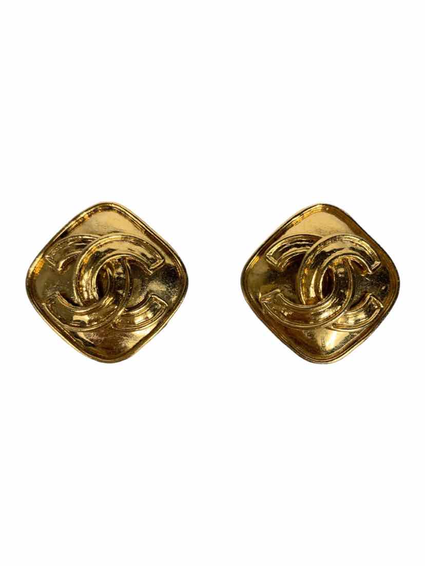 Chanel Vintage 1994 Clip-On CC Medallion Earrings