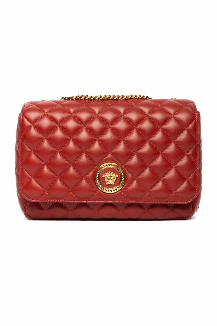 Versace Red Quilted Leather Shoulder Bag