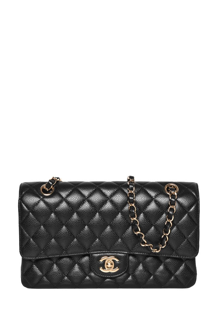 Chanel 2015-2016 Medium Quilted Caviar Classic Double Flap Shoulder Bag