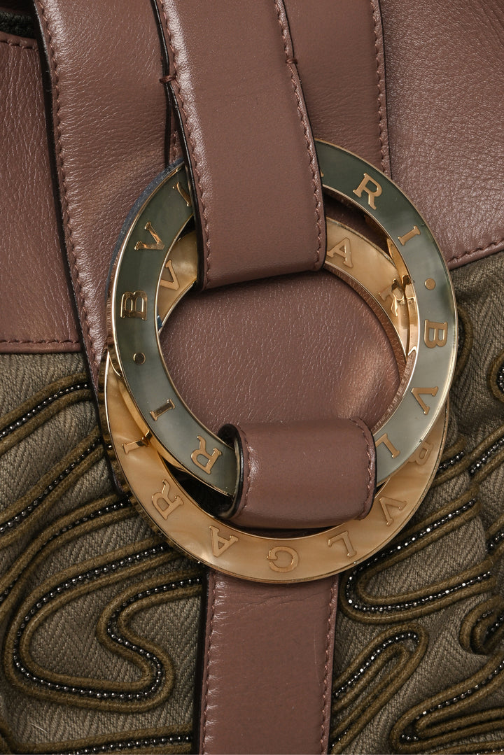 Bvlgari Beaded Leather & canvas Chandra Hobo Bag
